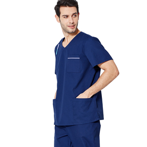 Uno <span class=keywords><strong>scrub</strong></span> <span class=keywords><strong>chirurgico</strong></span> da infermiera ospedaliera più venduto camicie uniformi blu scuro in cotone poliestere <span class=keywords><strong>scrub</strong></span> top donne uomini Spa e denti - Product Image 3