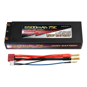 Batterie Lipo Vant 2S 7.4V 6500mAh 75C boîtier rigide avec prise Deans 4mm pour camion RC/avion/Drone/course