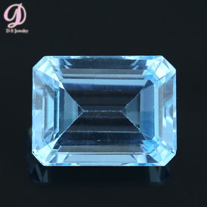 La luz de corte esmeralda piedra de luz azul precio zirconia, venta al por mayor joyería cz - Product Image 1
