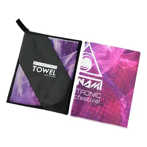Custom Logo Quick Dry Custom Promotional Printed Sports Microfiber Towels with Bag