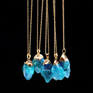 Teardrop Natural Stone Real <strong>Amethyst</strong> <strong>Necklaces</strong> Large Crystal Stone <strong>Necklace</strong> - Product Image 1