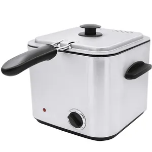 Freidora eléctrica con tapa de acero inoxidable, 1,5 l