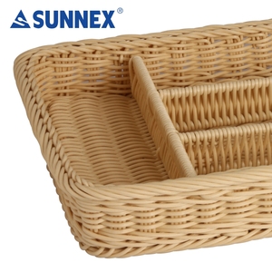 Panier en rotin PP de qualité alimentaire à 4 compartiments rectangulaires - Passe au lave-vaisselle et résistant à la moisissure - Product Image 6