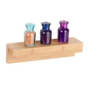 Estante organizador de almacenamiento de montaje en pared de bambú, estantes flotantes para decoración del hogar de especias fotográficas - Product Image 5