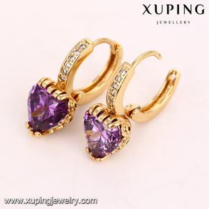93825-pendientes de corazón de oro de 18 quilates, joyería de moda al por mayor - Product Image 4