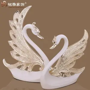 Escultura de cisne de resina para decoración de boda, regalos