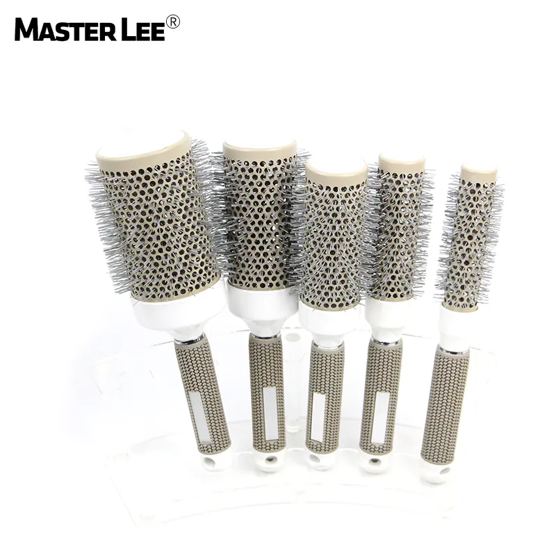 Wholesale price round Ionic curly hair brush ceramic heat resistance hairdressing detangling brush for salon