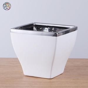 Elaborado diseño blanco y plata decorativos de cerámica macetas <span class=keywords><strong>bonsai</strong></span> pot para maceta - Product Image 1