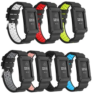 Tschick Accessaries for Charge 3 Bands,Anti Impact Design with Silicone Rugged Protective Frame Case for Fitbit Charge 3