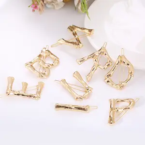 Thời Trang Thiết Kế Thư Từ Ban Đầu Pháp Barrette Phụ Kiện Cho Phụ Nữ Cô Gái Hình Học Vàng Kim Loại Kẹp Tóc