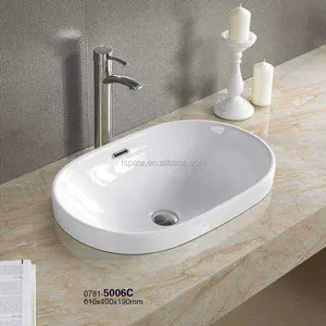 Foshan Above counter mounting sanitary ware sink ceramic semi recessed wash basin