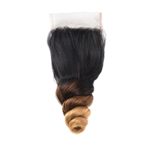 Aliexpress 8A Ombre Blonde 1b 4 30 Cheveux Péruviens Lisses à Tisser 3 Paquets avec Fermeture Frontale en Dentelle