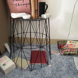 Vòng kim loại dây lưu trữ giỏ với nắp bằng gỗ Bảng đa chức năng Thiết kế giặt Giỏ đồ chơi container bẩn Giỏ quần áo - Product Image 4