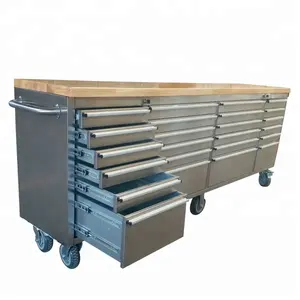 Stainless steel 96" tool chest 24 drawer work bench