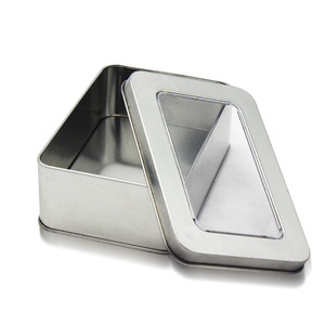 Tùy chỉnh bạc hình chữ nhật hộp thiếc với cửa sổ đồng bằng OEM thiết kế để chơi thẻ Craft Eye Shadow Blush cấp thực phẩm có thể tái chế - Product Image 1