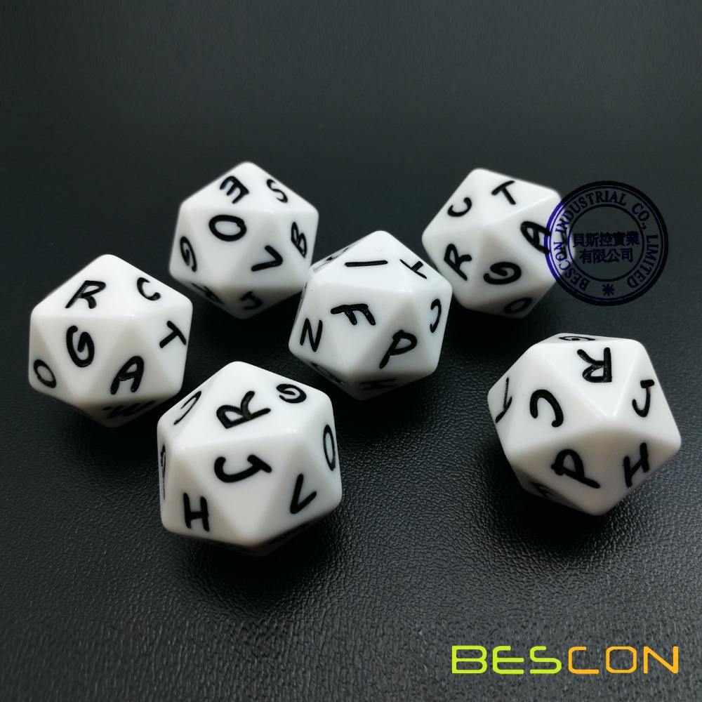Bescon Alphabet Dice - 20 Sided Letter Dice for Fun \u0026 Learning, image size:1000x1000