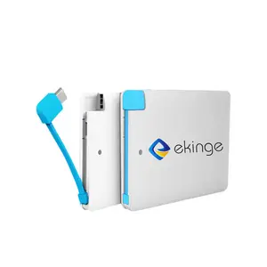 Relatiegeschenk 2600Mah Mini Powerbank Slim Card Telefoon Oplader Draagbare Adapter Power Bank Met Volledige Custom Kleurendruk