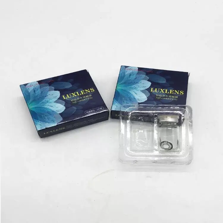 china suppliers customized design contact lens packaging, vial / small bottle paper box with black plastic tray