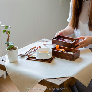 Boîte à déjeuner japonaise en bois, bento en bois à Double pont pour les enfants, contenant pour aliments, ml - Product Image 6