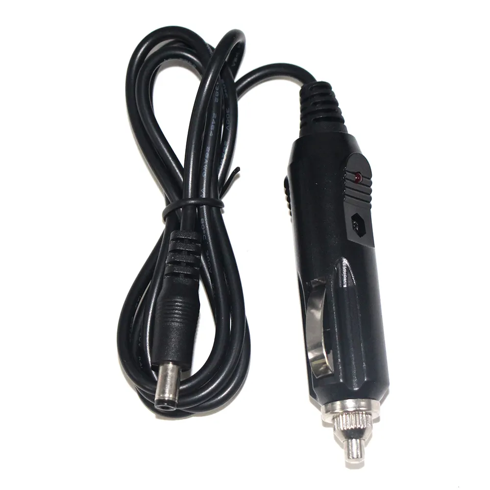 1.5m 24awg cigar lighter Car charger cigarette lighter male dc 5.5MM 2.1MM DC cable with LED Light