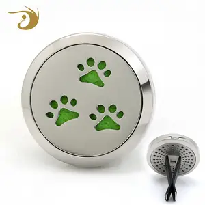 Dog Paws Aromatherapy Car Oil Locket Vent Clip Diffuser Locket 30mm Stainless Steel Car Vent Clip