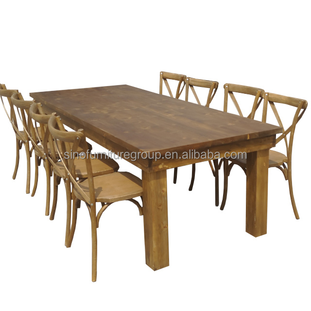 Solid wood antique dining trestle table