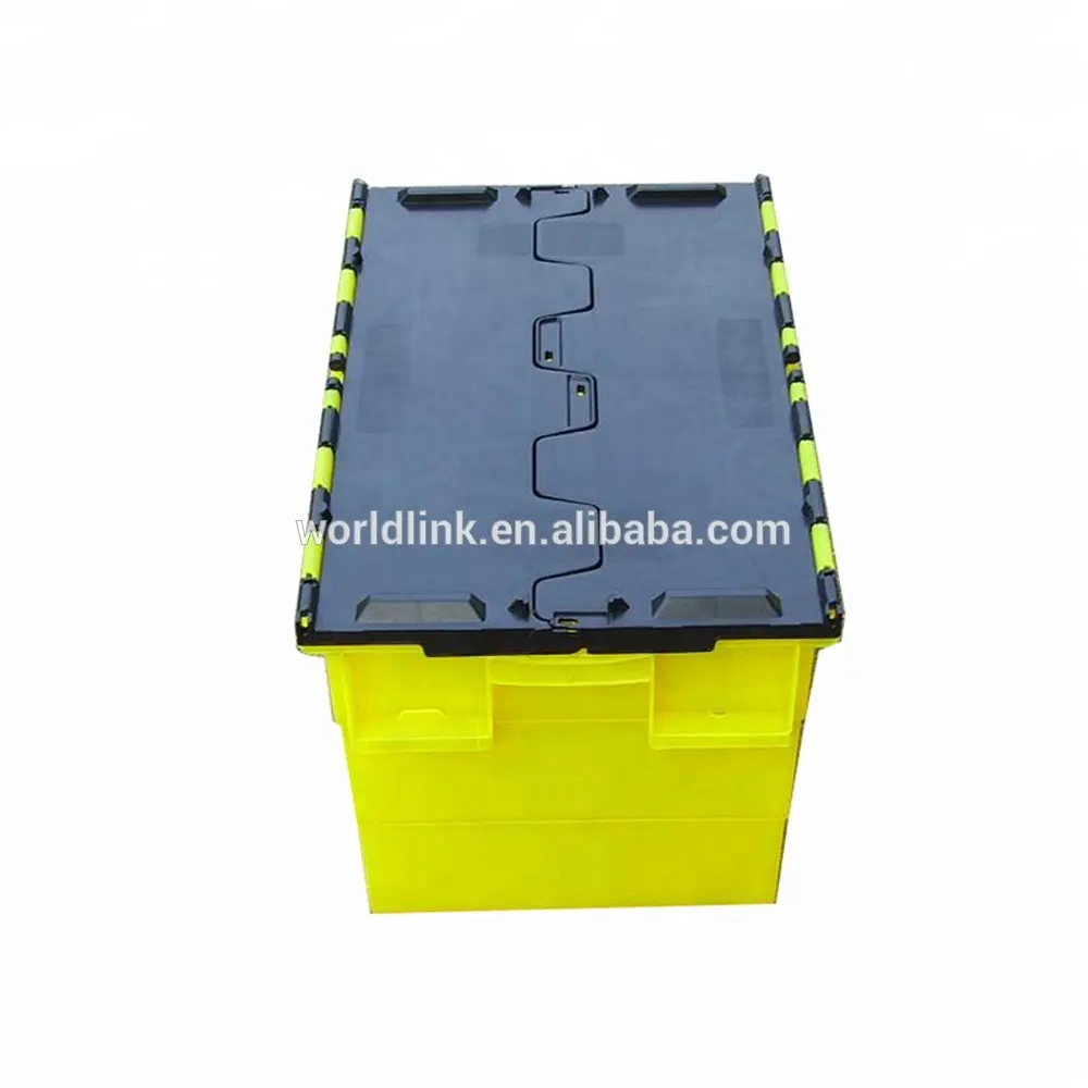 Solid Wholesale Stackable Apparel Attached Lids Moving Box Plastic