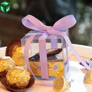 Boîte d'emballage en plastique transparent avec fleurs, chocolat, fait à la main, pour mariage, cadeau