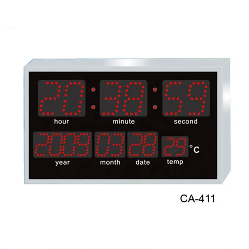 LED Wall Clock With Date And Temperature Display