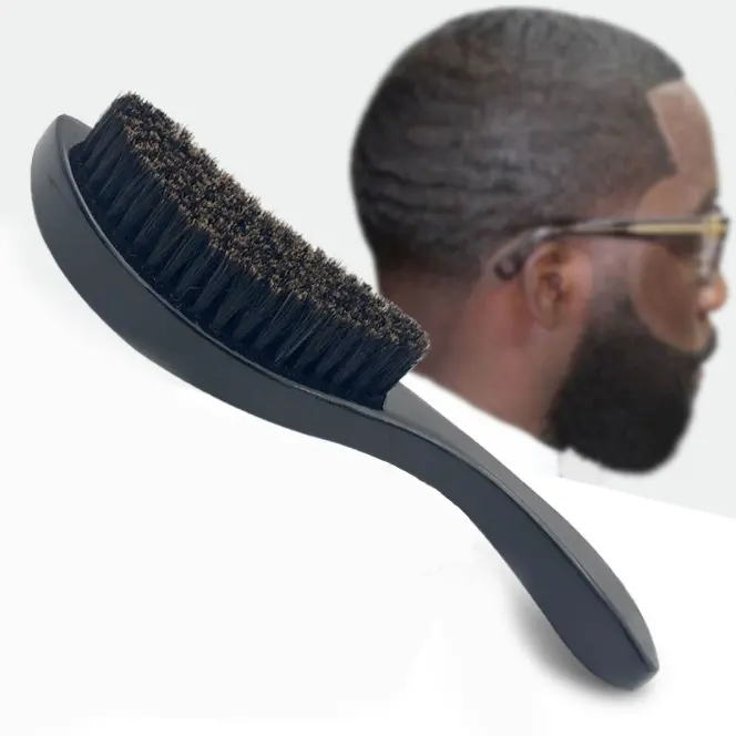 Özelleştirilmiş işleme erkek kıl saç fırçası ark kavisli sakal tarağı katı ahşap sert 360 dalga eğrisi fırça