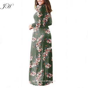 All'ingrosso <span class=keywords><strong>taglie</strong></span> <span class=keywords><strong>forti</strong></span> <span class=keywords><strong>donna</strong></span> stampa floreale impero Maxi abito girocollo <span class=keywords><strong>tunica</strong></span> con manica lunga e tasca per le donne - Product Image 6