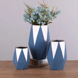 Geometric cutting modern design matte ceramic plant containers / home decor pots for indoor succulent plants