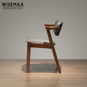 WISEMAX FURNITURE Sedia da Pranzo Design <span class=keywords><strong>Giapponese</strong></span> a Forma di Z Rivestita in Tessuto con Gambe in Legno - Product Image 4