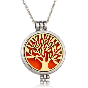 Gros Femmes Lumineux Ronde Médaillon Pendentif Collier Ouvert Arbre De Vie Huile Essentielle Diffuseur Collier - Product Image 3