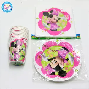 Platos de papel con temática de minnie País de las Maravillas, platos desechables con temática de minnie para niños, suministros para fiesta temática de minnie