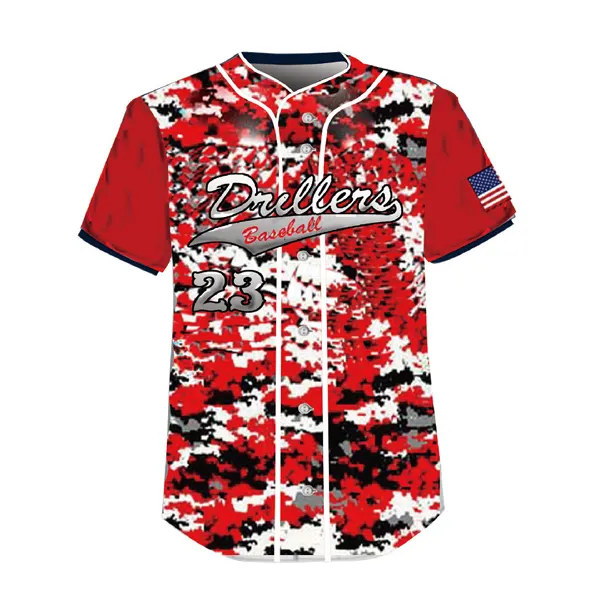 Por atacado clássicos botões camo baseball jersey para homens