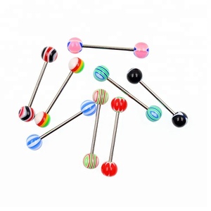 Mode Acryl Perle Lang hantel Zunge Piercing Ring - Product Image 4