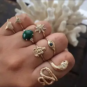 Fashion Ular Emas Desain Cincin Di Arab Saudi Set untuk Wanita N96245