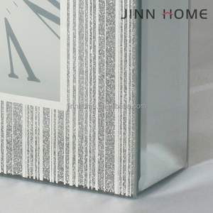 8x8x2 Inch Crystal Sparkle Twinkle Bling Square Mirrored <strong>Table</strong> <strong>Top</strong> Decorative <strong>Clock</strong> With Glitter for Home Decoration - Product Image 5
