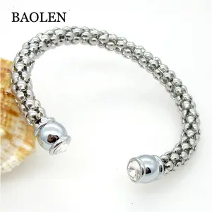 Mode 316L Edelstahl verstellbar Damen Günstige Single Silber Manschette Armreif Armband Schmuck Set