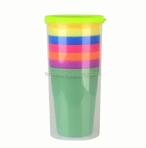 PP彩色塑料杯6件套免费送货彩色塑料杯派对咖啡泡泡茶杯热饮6件套
