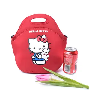 High Quality Red Printed Outdoor Reusable Backpack Insulator Thermal Neoprene Cooler Lunch Bag For Ladies Kids Women