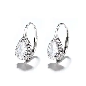 Elegant Jewelry 925 Silver Waterdrop Shape French Buckle Leverback Pear Drop Clip Earrings