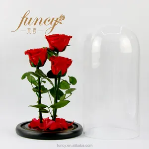 Wholesale Forever Roses 3 Pcs in Glass Dome Preserved Roses Flowers from Kunming City