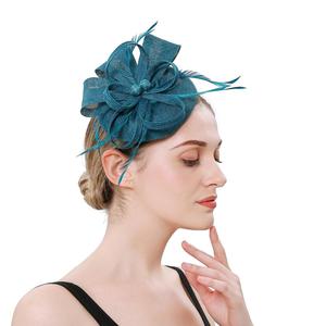 Sinamay tüy fascintea bayan <span class=keywords><strong>Pillbox</strong></span> çiçek Derby şapka çay partisi kokteyl topu düğün kilise şapka - Product Image 3