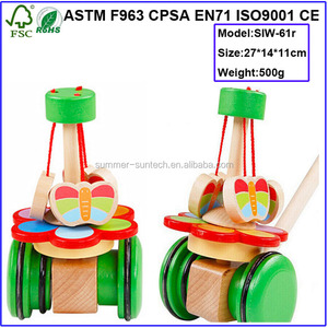 Madera Animal de la historieta lana sola carretilla niño rápido Walker mano del bebé juguetes de niño - Product Image 2