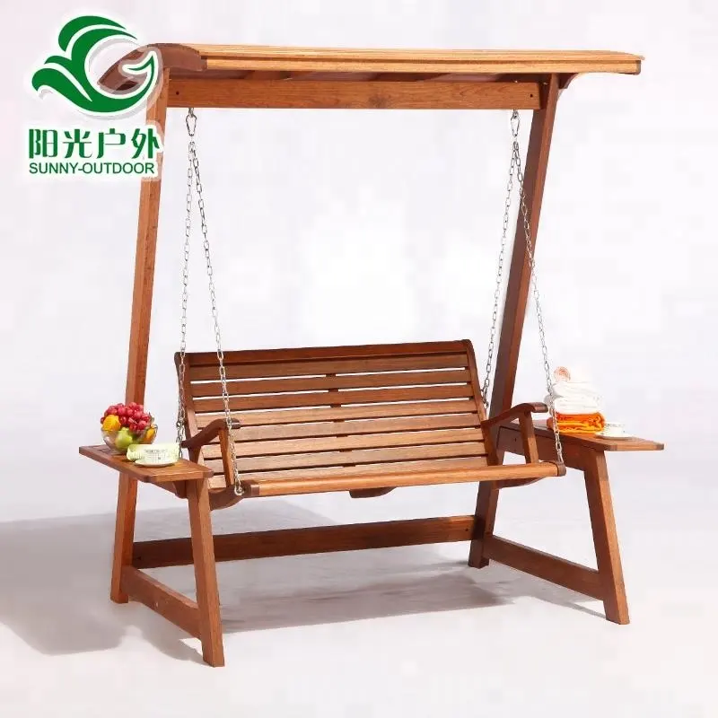 outdoor wooden bench swing chair garden hanging chair double seats
