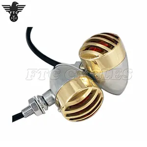 Heavy Duty Brass Grill Vintage Motorcycle Turn Signals for Harley Cafe racer