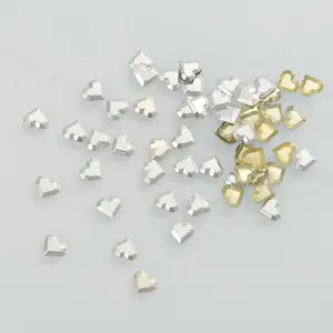 Wholesale Loose Hot Fix Octagon Studs Heart Aluminium Silver Color Iron On Octagon For Garment Accessories