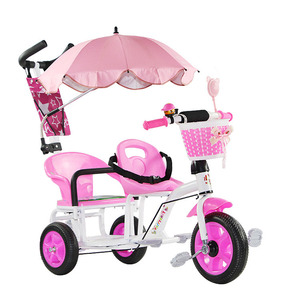 Wholesale Good Quality Double Seat Children Toy Tricycle for <strong>Twins</strong> 2 Seat/baby <strong>Trike</strong> with Push bar for 3-5 Years Old - Product Image 4